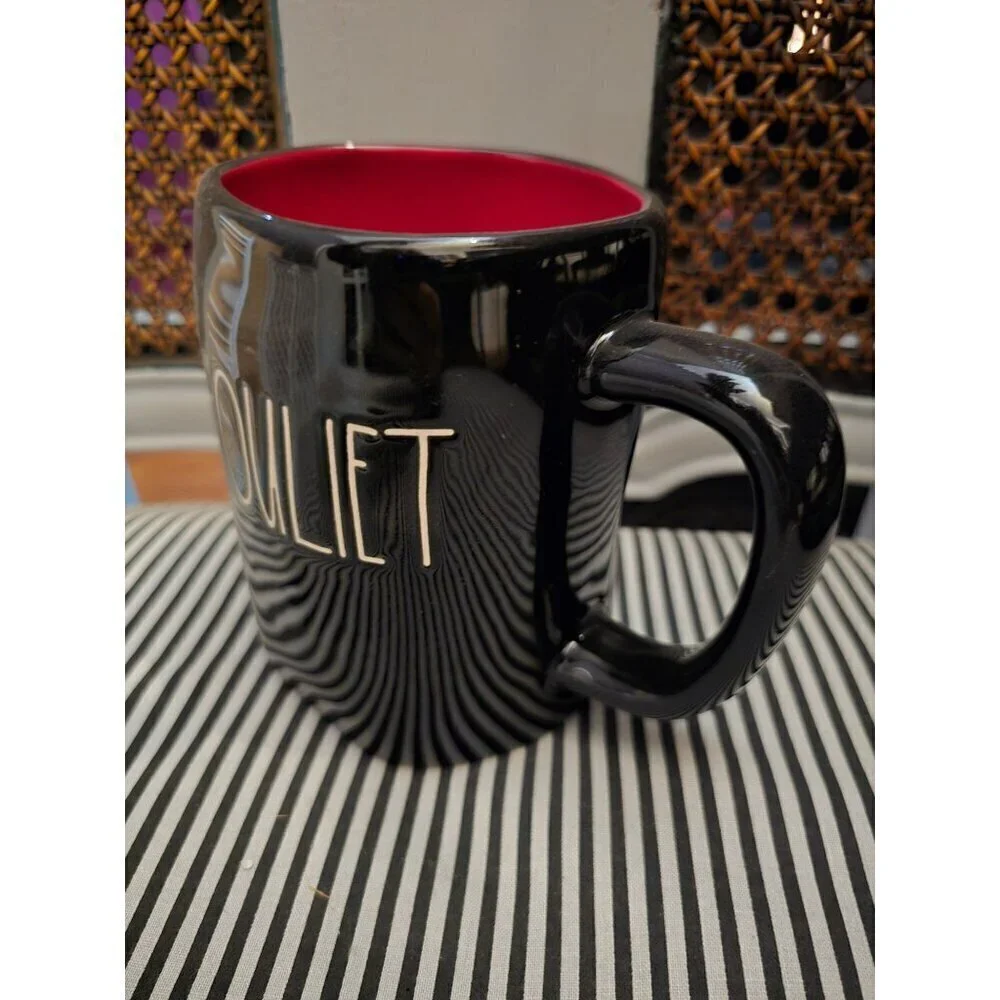 Rae Dunn Halloween Ghoulette Black Red Coffee Mug